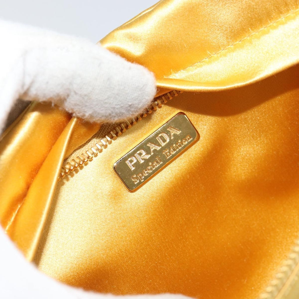 Prada Clutch Satin Gold Satin Clutche & Pouche Bag (Pre-Owned)