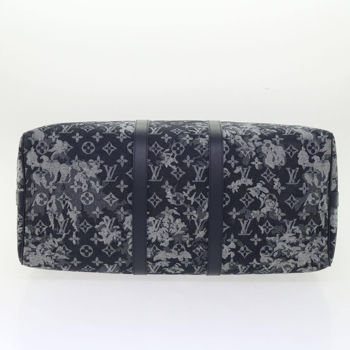 Louis Vuitton Keepall Bandouliere Bag Monogram Tapestry Canvas Navy Canvas Bag (Pre-Owned)