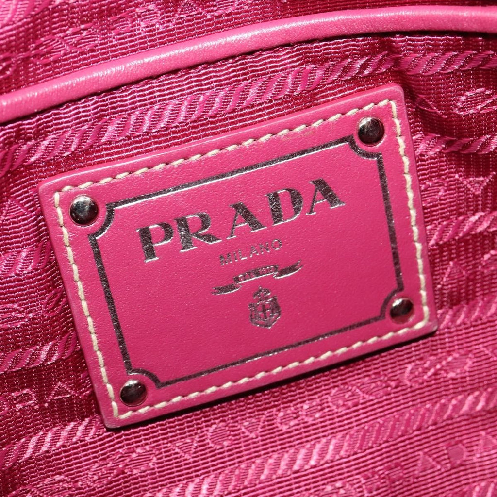 Prada Convertible Belted Hobo Tessuto With Leather Pink Nylon Tote Bag Bag (Pre-Owned)