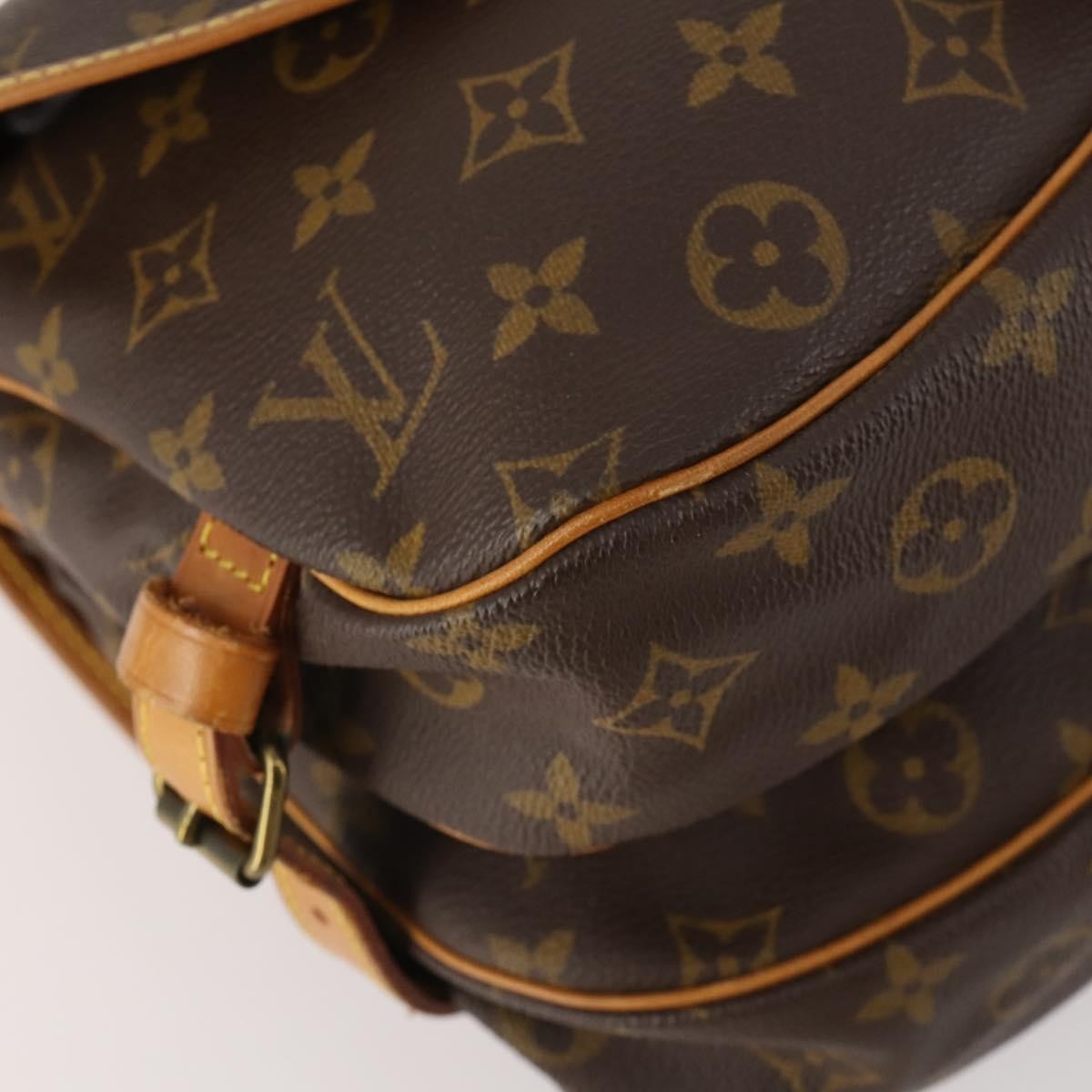 Louis Vuitton Saumur Handbag Monogram Canvas Brown Canvas Shoulder Bag Bag (Pre-Owned)