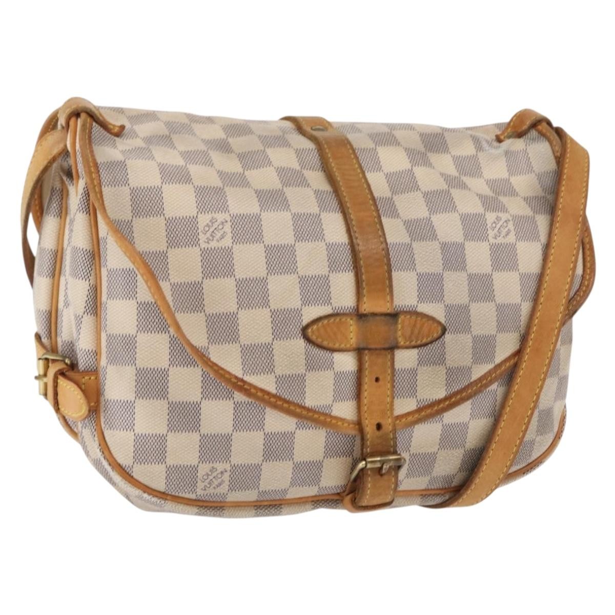 Louis Vuitton Saumur Handbag Damier Beige Canvas Shoulder Bag Bag (Pre-Owned)