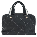 Chanel Travel Line Boston Bag Printed Nylon Black Nylon Handbag (Pre-Owned)