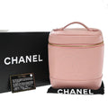 Chanel Vintage Timeless Cosmetic Case Caviar Pink Leather Handbag (Pre-Owned)