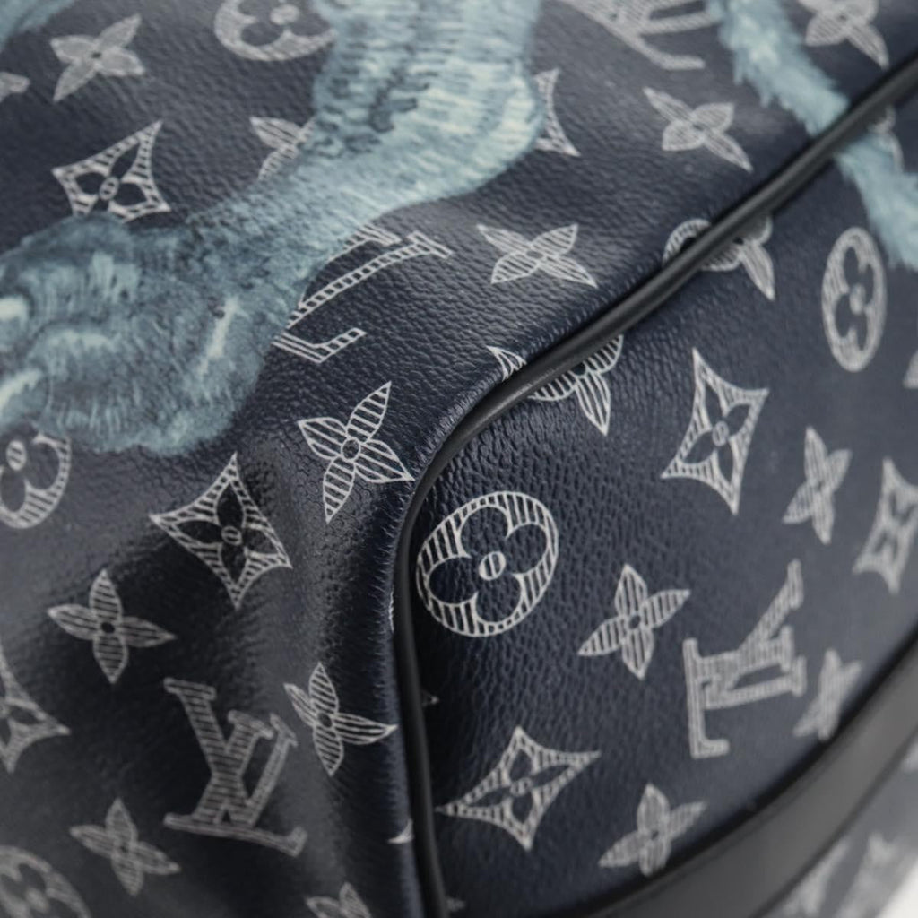 Louis Vuitton Keepall Bandouliere Bag Limited Edition Chapman Savane Monogram Canvas Navy Canvas Travel Bag Bag (Pre-Owned)