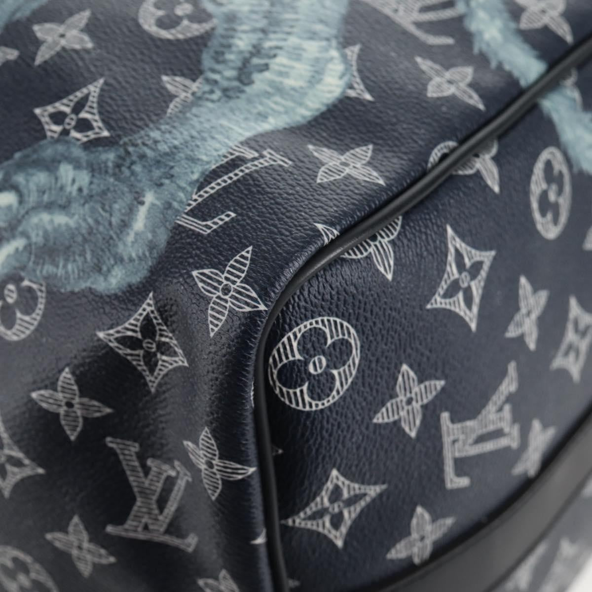 Louis Vuitton Keepall Bandouliere Bag Limited Edition Chapman Savane Monogram Canvas Navy Canvas Travel Bag Bag (Pre-Owned)