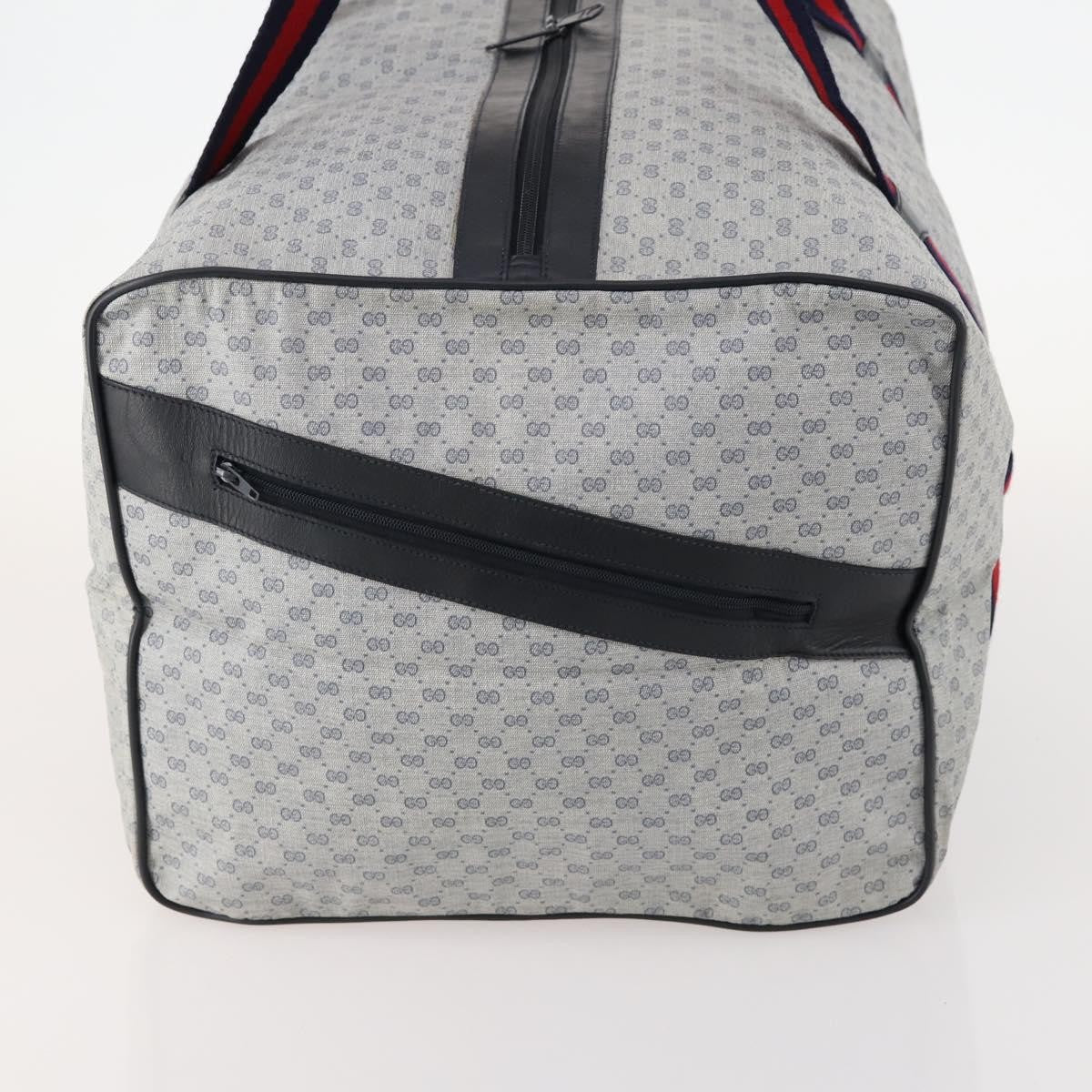 Gucci Web Trim Weekend Duffle Bag Gg Coated Canvas Navy Canvas Travel Bag Bag (Pre-Owned)