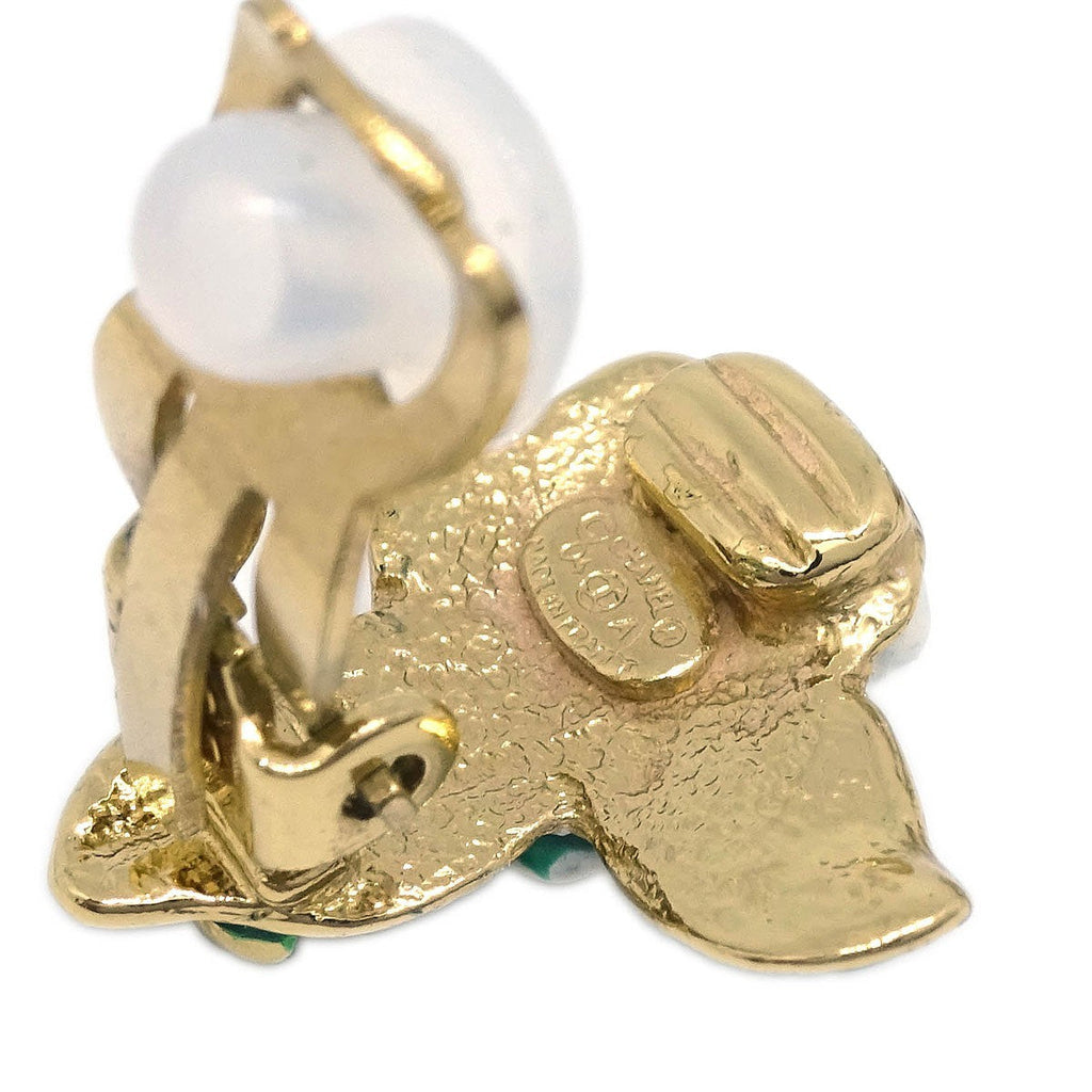 Chanel Vintage Cc Camellia Clip-On Earrings Metal Gold Gold_Plated Earrings Jewelry (Pre-Owned)