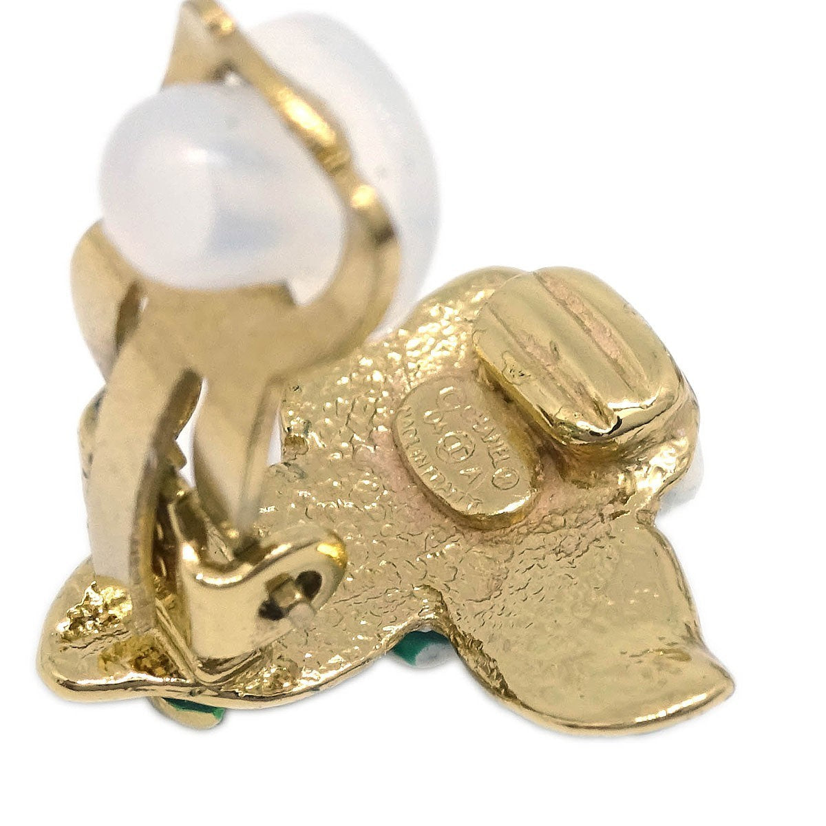 Chanel Vintage Cc Camellia Clip-On Earrings Metal Gold Gold_Plated Earrings Jewelry (Pre-Owned)
