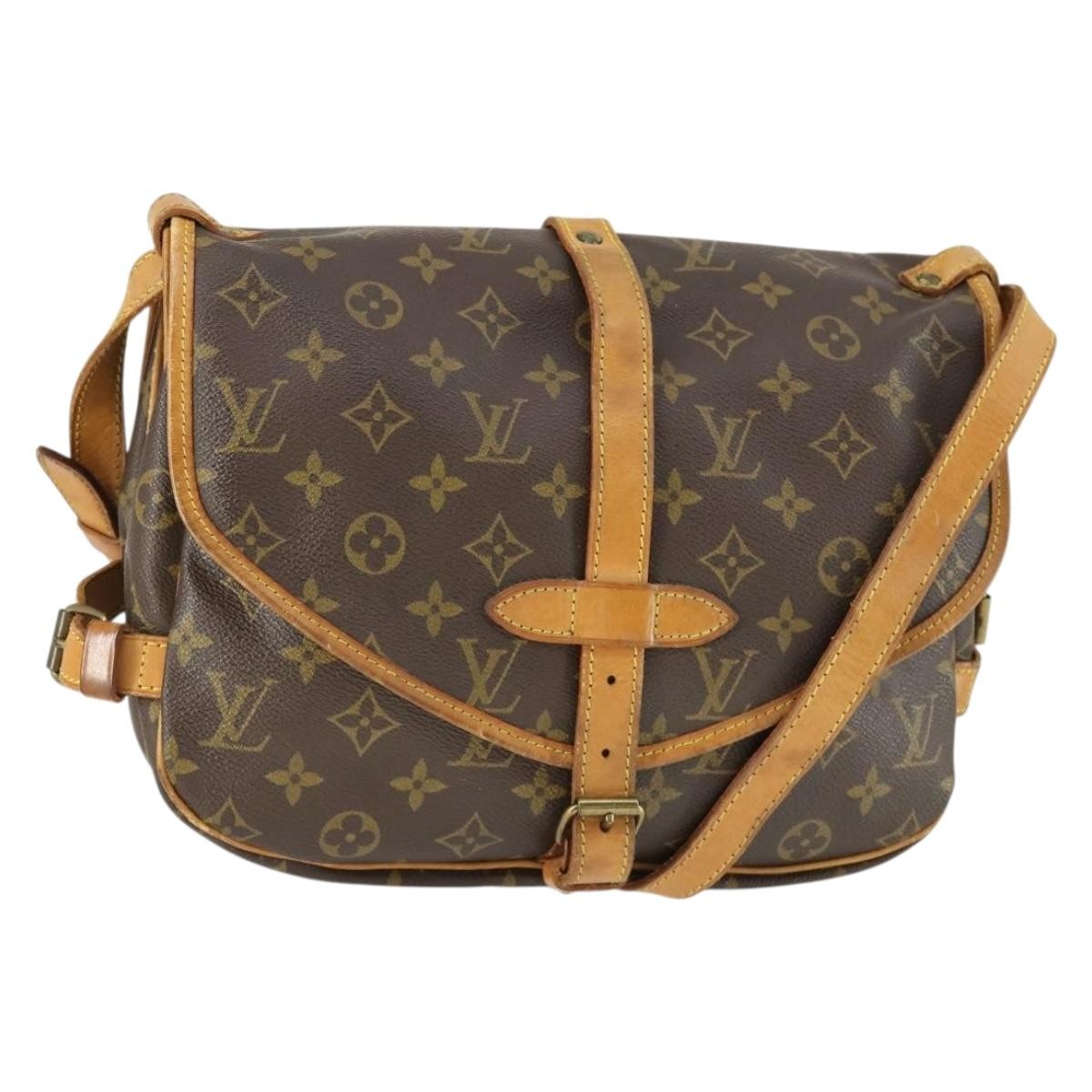 Louis Vuitton Saumur Handbag Monogram Canvas Brown Canvas Shoulder Bag Bag (Pre-Owned)