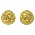 Chanel Vintage Cc Round Clip-On Earrings Metal Gold Gold_Plated Earrings Jewelry (Pre-Owned)