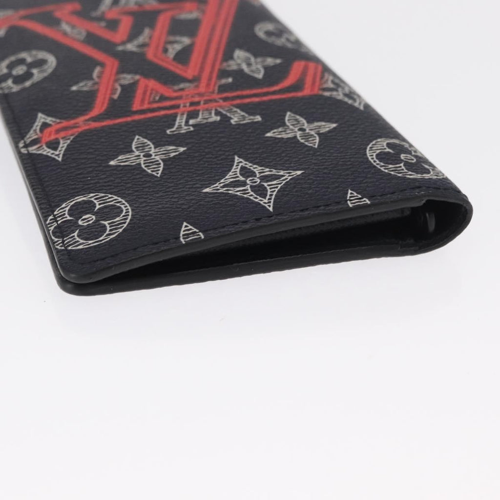 Louis Vuitton Brazza Long Bifold Wallet Monogram Comics Navy Canvas Wallets Accessory (Pre-Owned)