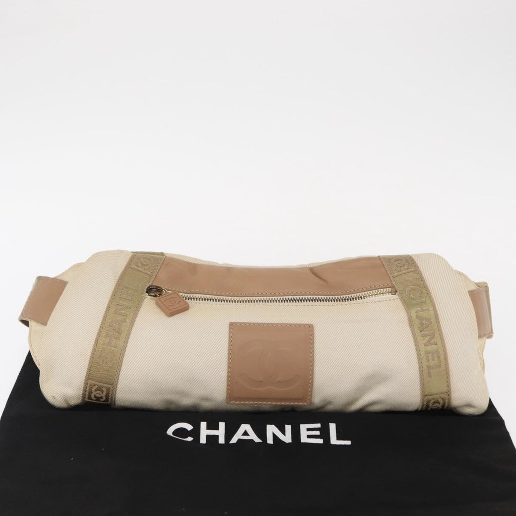 Chanel Sports Shoulder Bag Coco Mark Beige Canvas Shoulder Bag Bag (Pre-Owned)