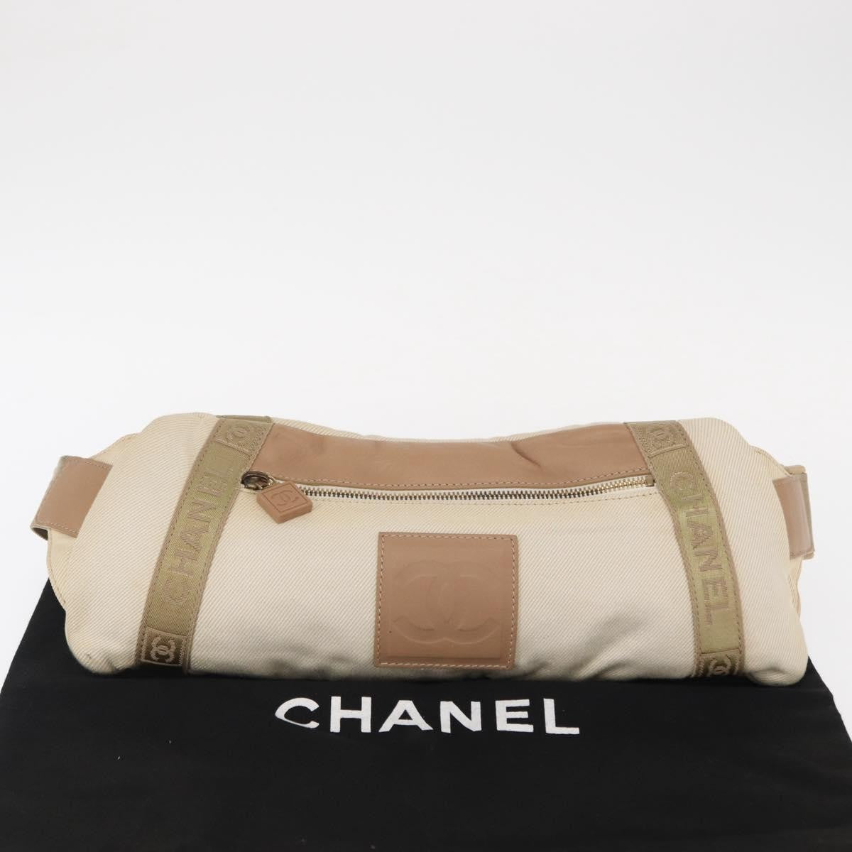 Chanel Sports Shoulder Bag Coco Mark Beige Canvas Shoulder Bag Bag (Pre-Owned)