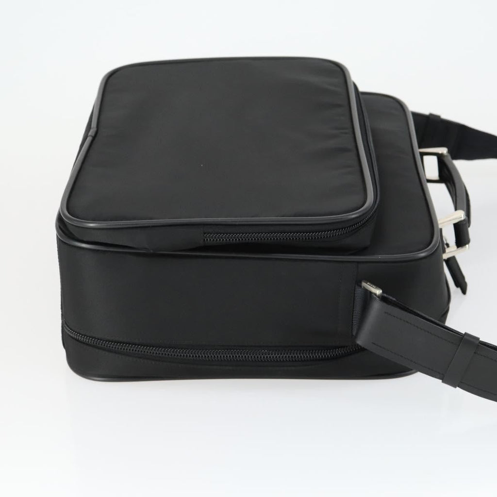 Prada Convertible Front Pocket Briefcase Tessuto With Saffiano Leather Black Nylon Briefcase Bag (Pre-Owned)