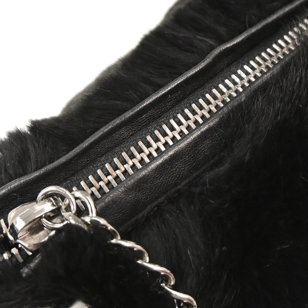 Chanel Chain Hobo Lapin Fur Black Fur Handbag (Pre-Owned)