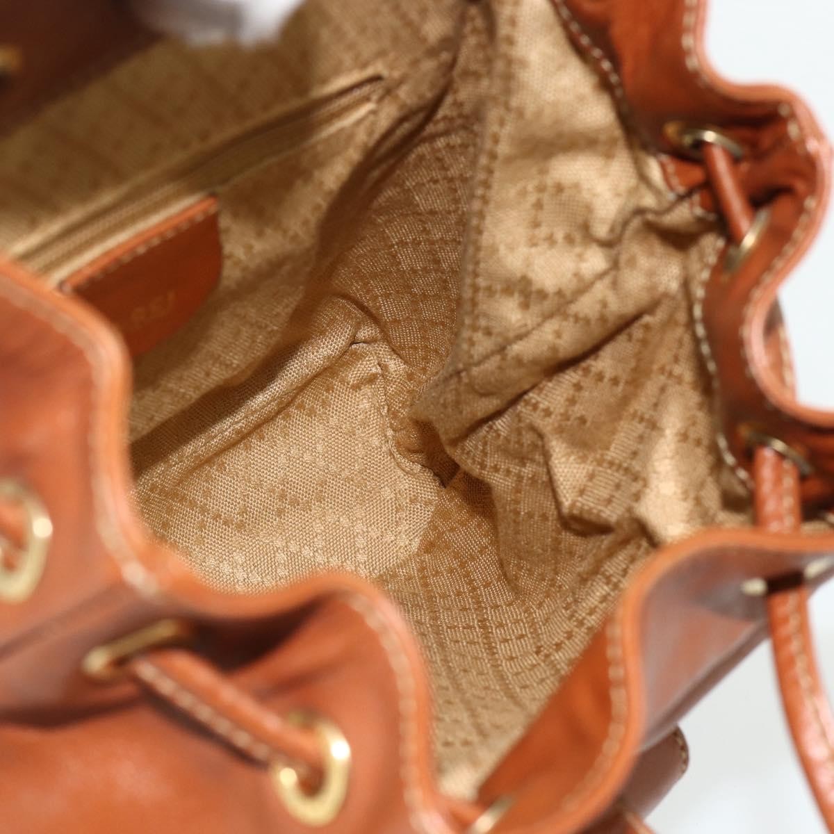 Gucci Vintage Bamboo Backpack Leather Brown Leather Backpack Bag (Pre-Owned)