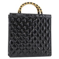 Chanel Chocolate Bar Tote Leather Black Patent_Leather Handbag (Pre-Owned)