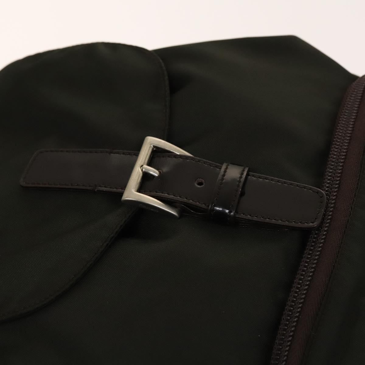Prada Front Pocket Buckle Backpack Nylon Khaki Nylon Backpack Bag (Pre-Owned)