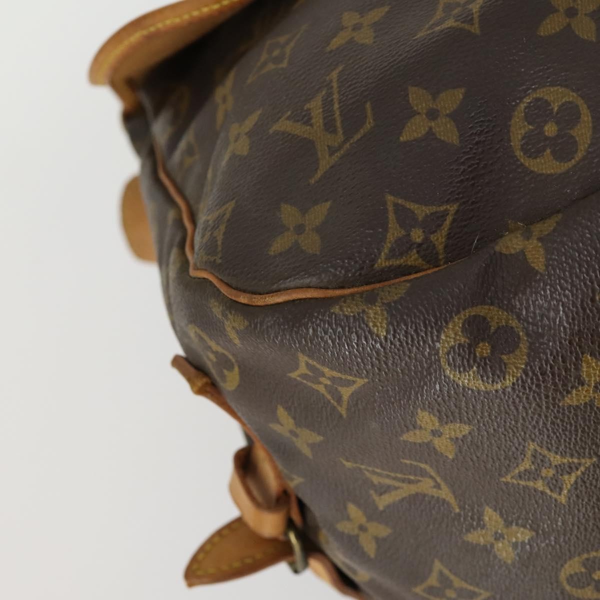Louis Vuitton Saumur Handbag Monogram Canvas Brown Canvas Shoulder Bag Bag (Pre-Owned)