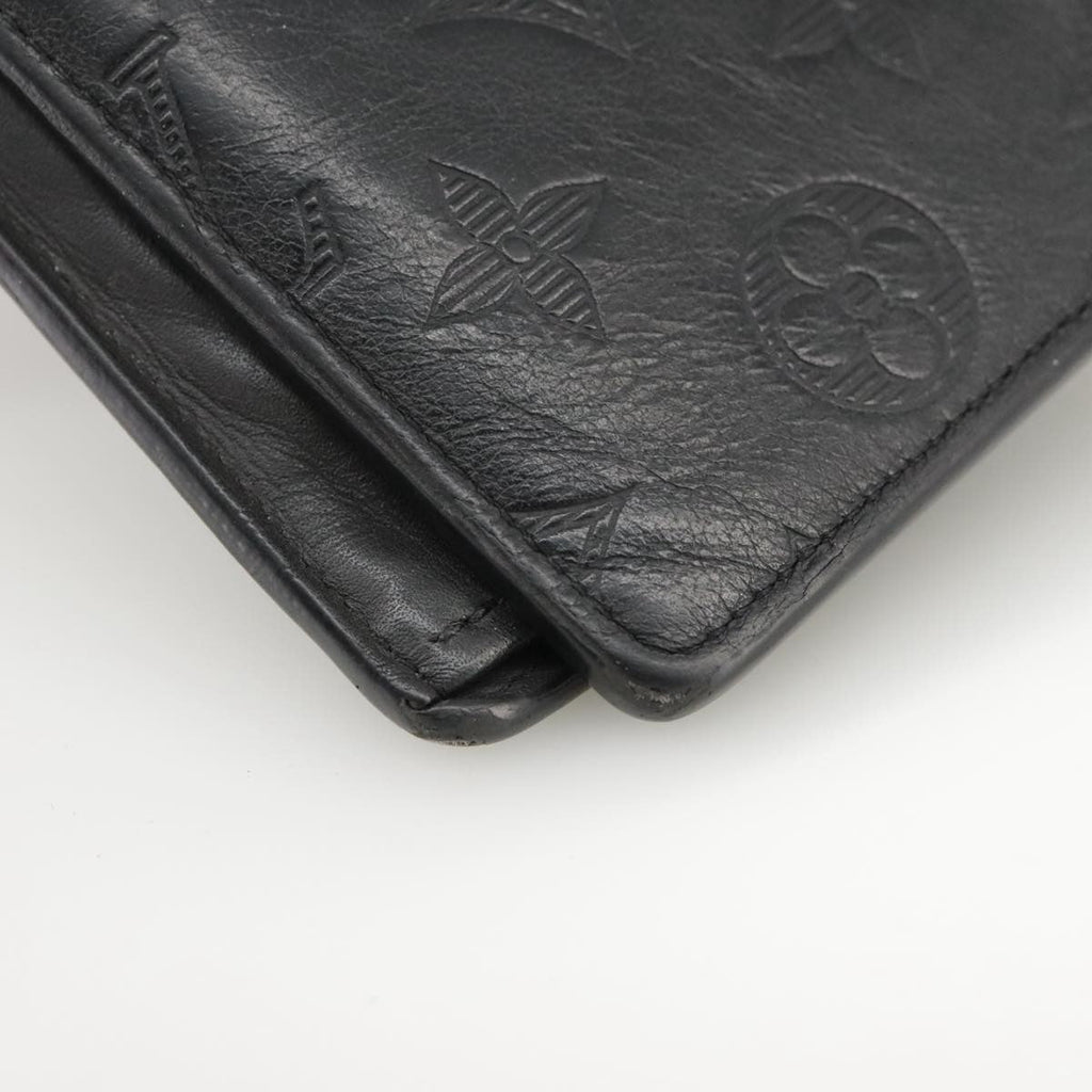 Louis Vuitton Brazza Long Bifold Wallet Monogram Shadow Black Leather Wallets Accessory (Pre-Owned)
