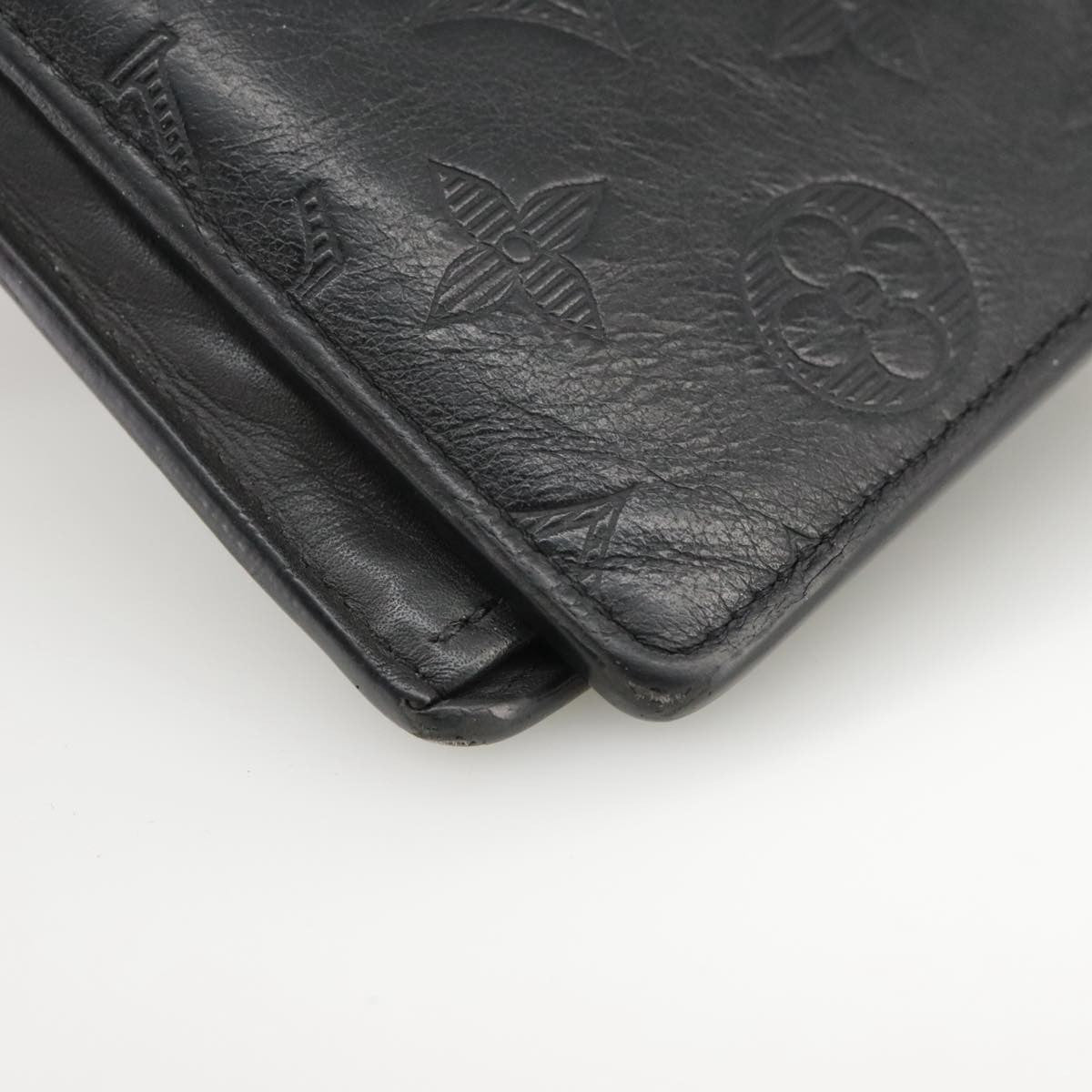 Louis Vuitton Brazza Long Bifold Wallet Monogram Shadow Black Leather Wallets Accessory (Pre-Owned)