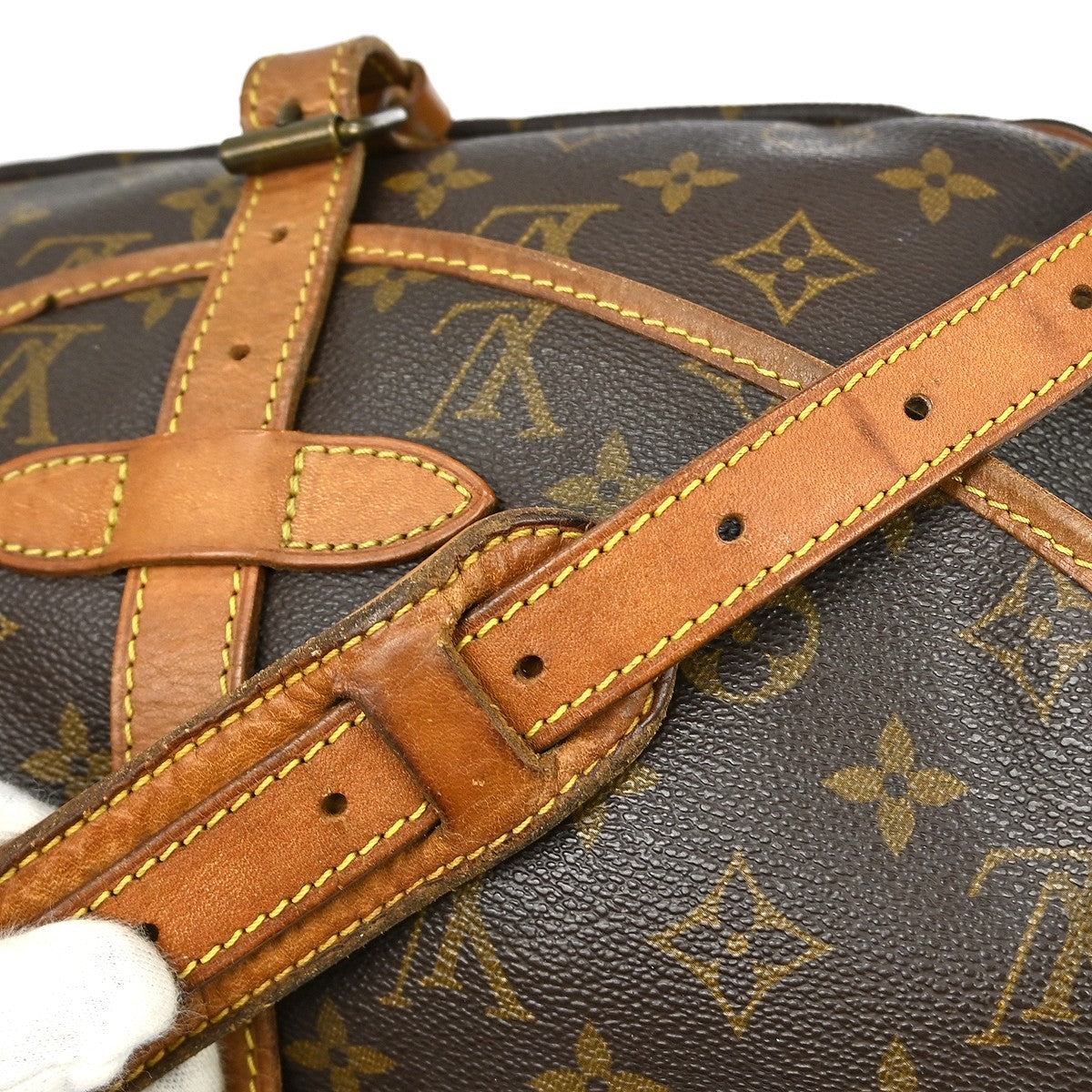 Louis Vuitton Saumur Handbag Monogram Canvas Brown Canvas Shoulder Bag Bag (Pre-Owned)