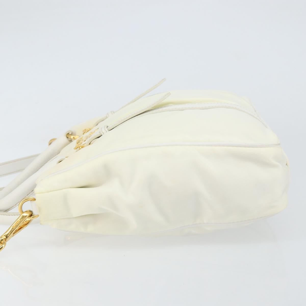 Prada Vintage Tote Tessuto With Leather White Nylon Tote Bag Bag (Pre-Owned)