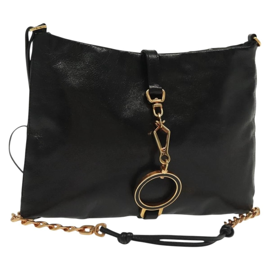 Prada Bow Shoulder Bag Vernice Saffiano Leather Black Leather Bag (Pre-Owned)