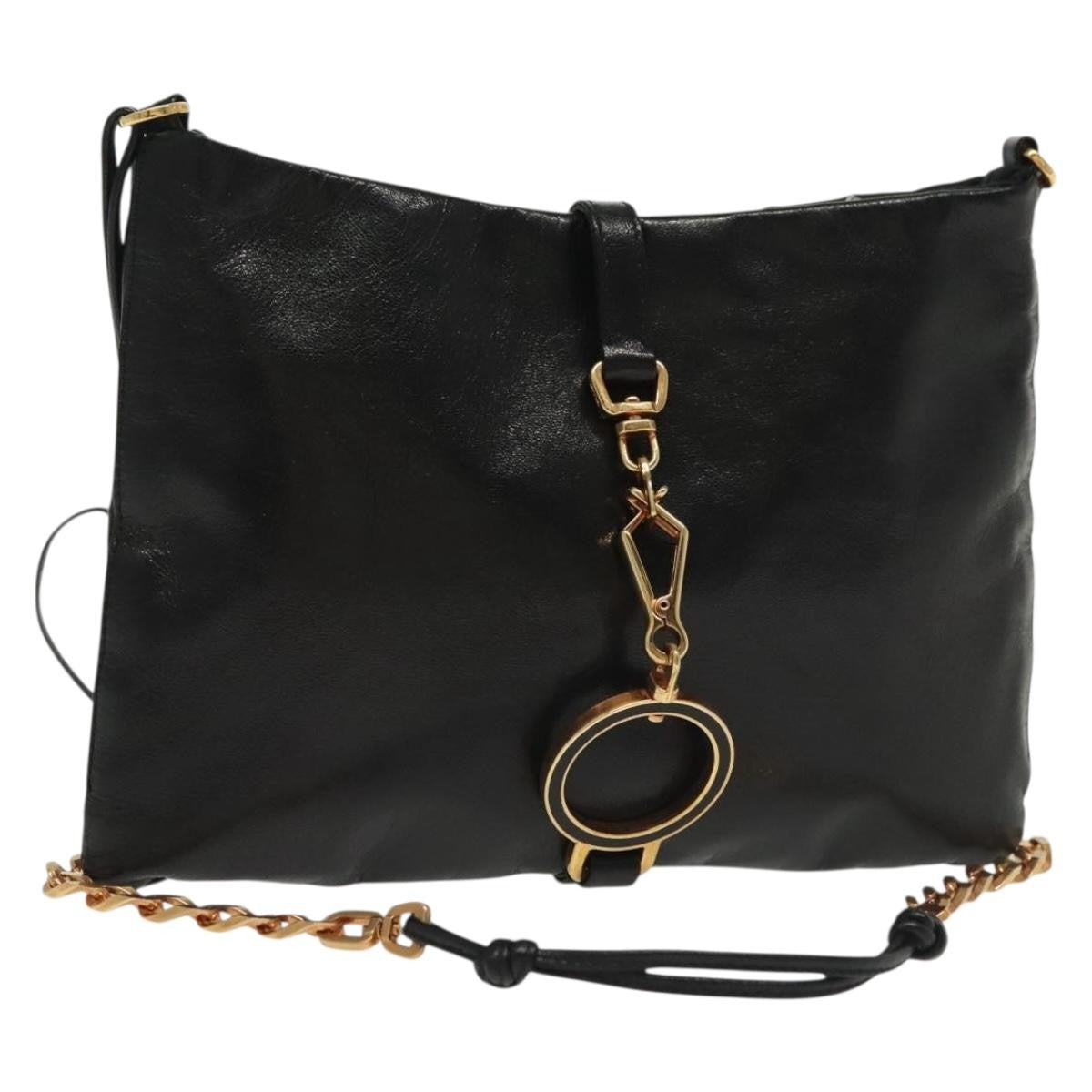 Prada Bow Shoulder Bag Vernice Saffiano Leather Black Leather Bag (Pre-Owned)
