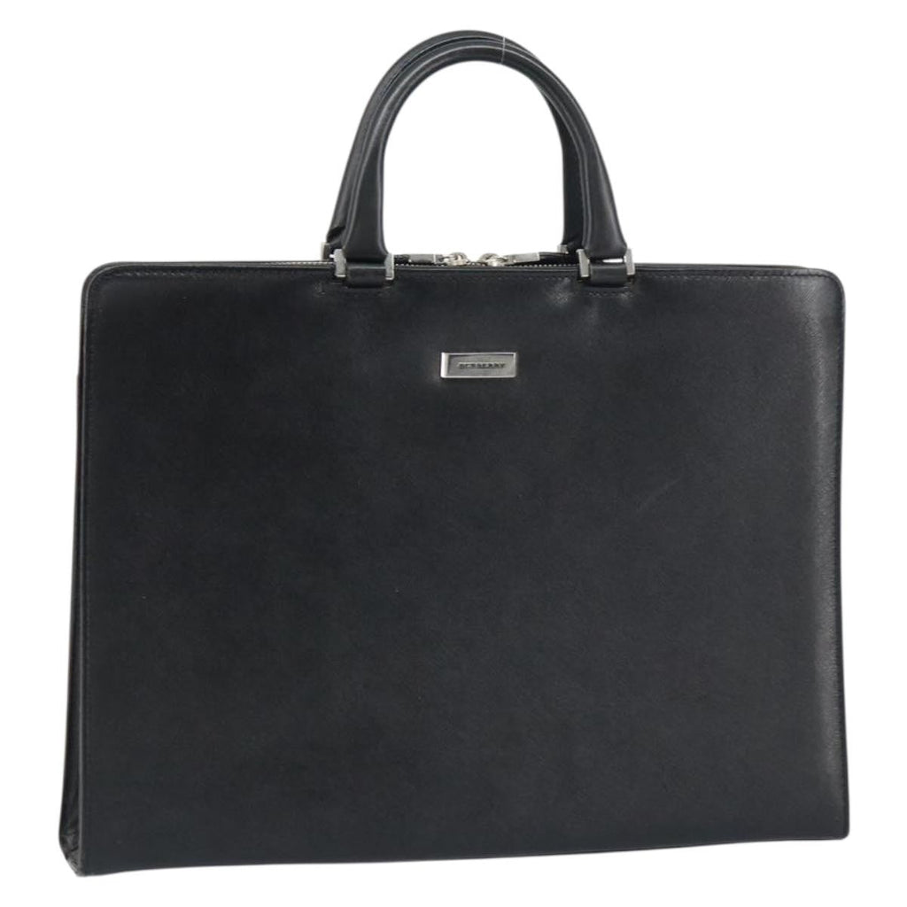 Burberry Vintage Briefcase Leather Black Leather Briefcase Bag (Pre-Owned)