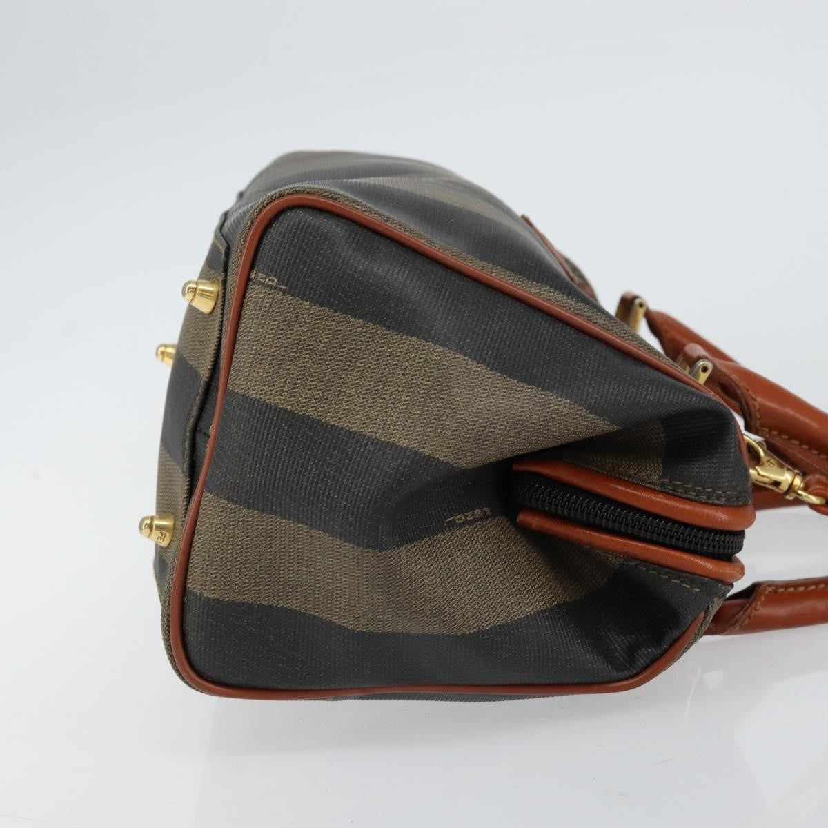 Fendi Vintage Pequin Convertible Boston Bag Coated Canvas Black Canvas Handbag (Pre-Owned)