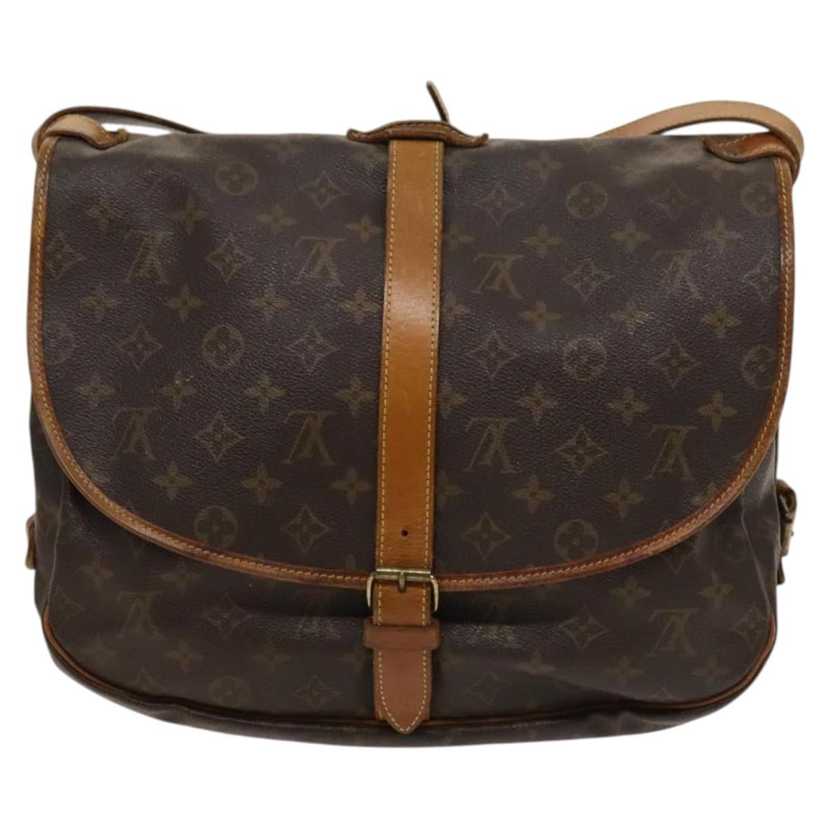 Louis Vuitton Saumur Handbag Monogram Canvas Brown Canvas Shoulder Bag Bag (Pre-Owned)