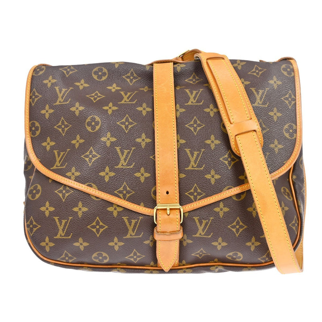 Louis Vuitton Saumur Handbag Monogram Canvas Brown Canvas Shoulder Bag Bag (Pre-Owned)