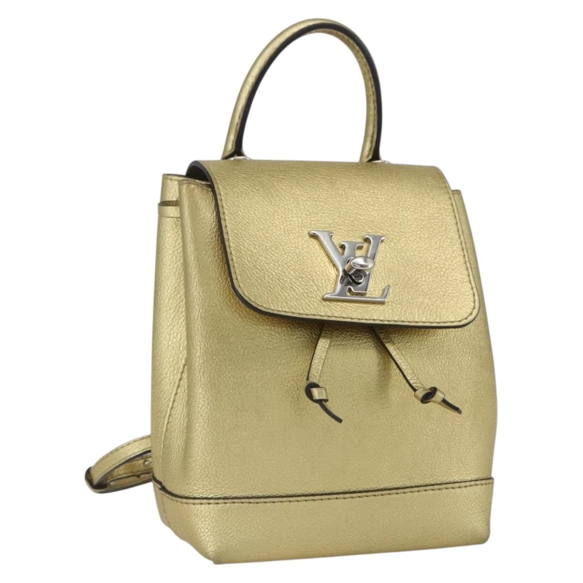 Louis Vuitton Lockme Backpack Leather Gold Leather Backpack Bag (Pre-Owned)