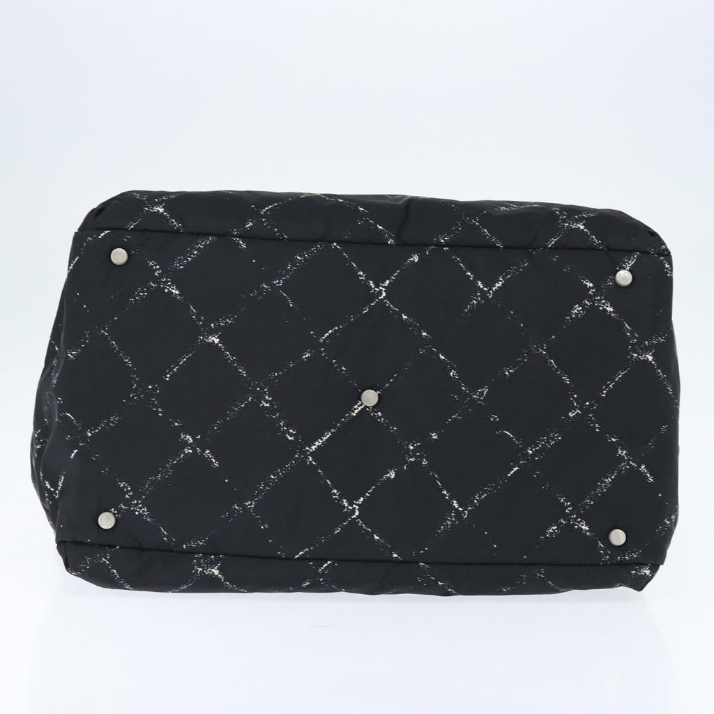 Chanel Travel Line Boston Bag Printed Nylon Black Nylon Travel Bag Bag (Pre-Owned)
