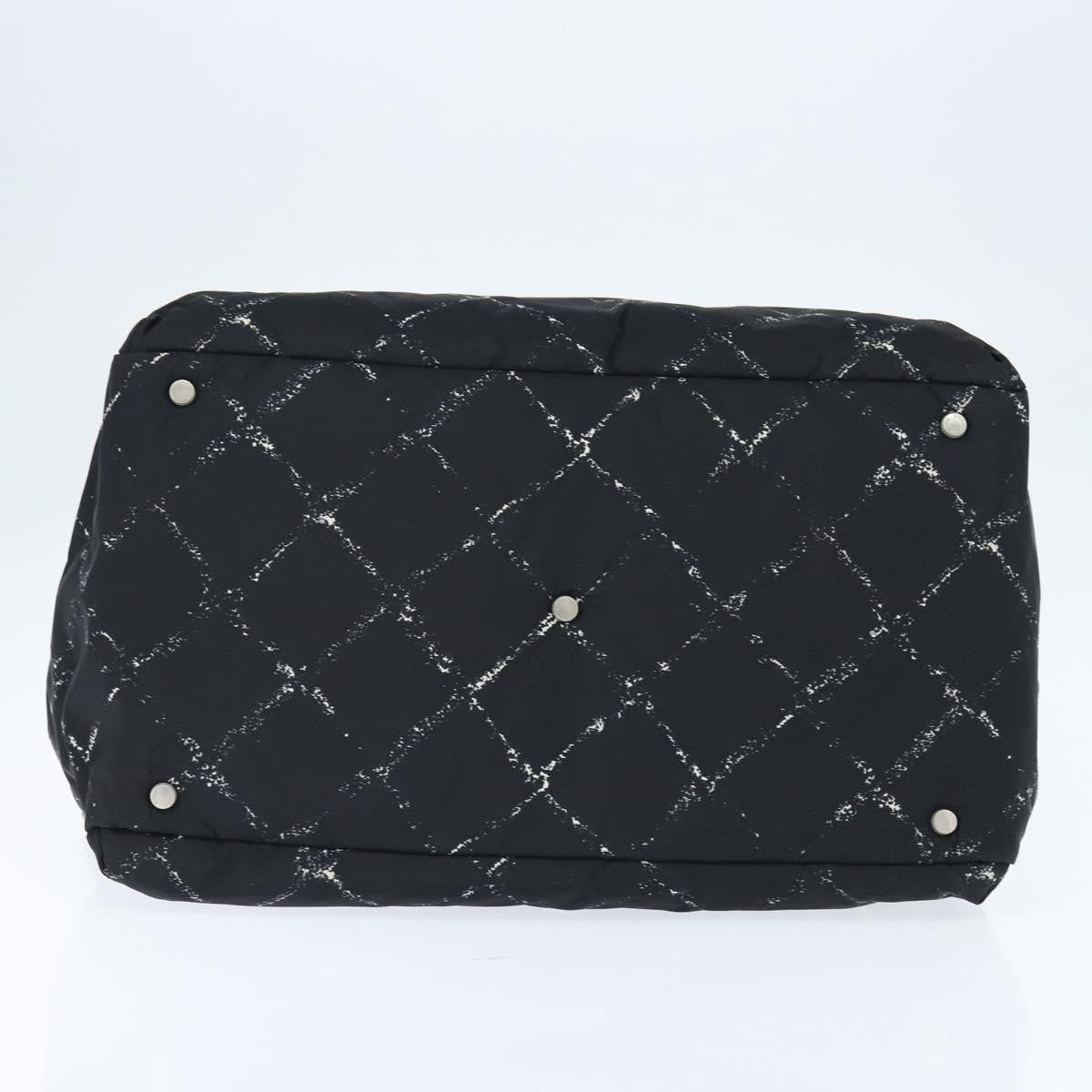 Chanel Travel Line Boston Bag Printed Nylon Black Nylon Travel Bag Bag (Pre-Owned)