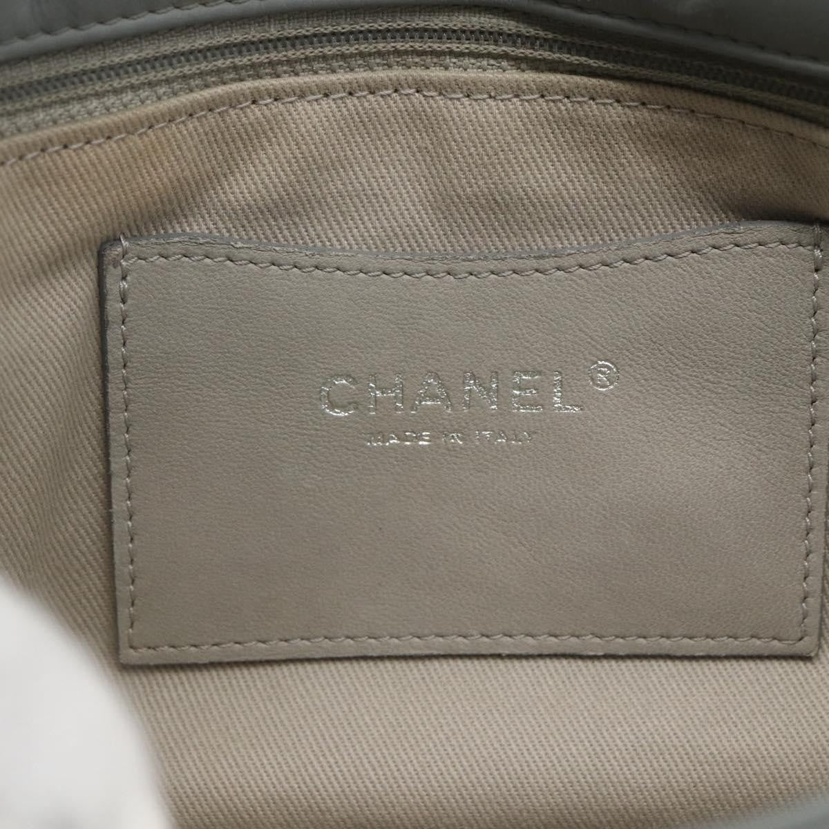 Chanel Just Mademoiselle Bag Quilted Leather Gray Leather Shoulder Bag Bag (Pre-Owned)