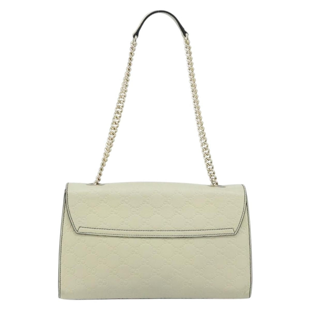 Gucci Emily Chain Flap Bag Guccissima Leather Beige Leather Shoulder Bag Bag (Pre-Owned)