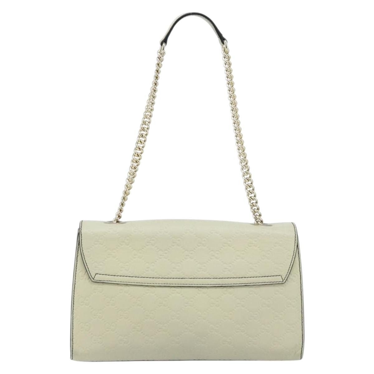 Gucci Emily Chain Flap Bag Guccissima Leather Beige Leather Shoulder Bag Bag (Pre-Owned)