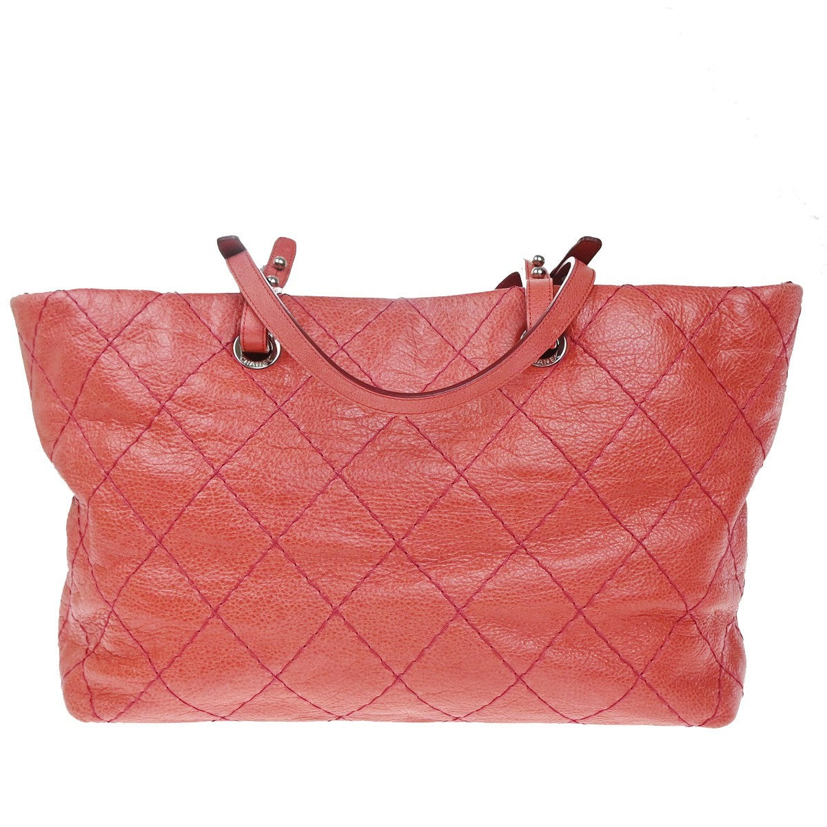 Chanel On The Road Tote Quilted Leather Pink Leather Tote Bag Bag (Pre-Owned)