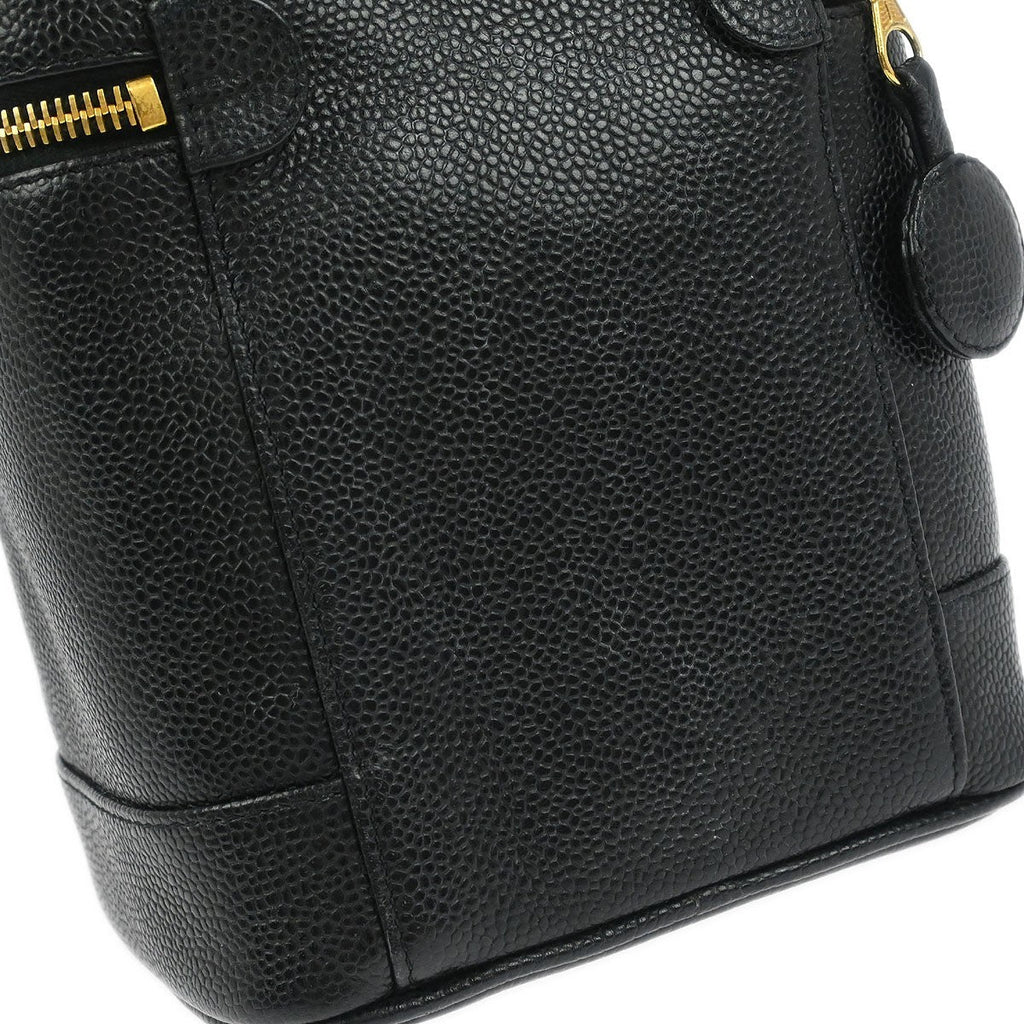 Chanel Vintage Timeless Cosmetic Case Caviar Black Leather Handbag (Pre-Owned)
