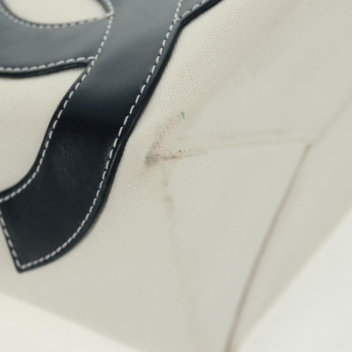 Chanel No.5 Tote Canvas And Leather White Canvas Tote Bag Bag (Pre-Owned)