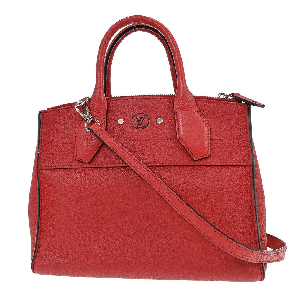 Louis Vuitton City Steamer Handbag Leather Red Leather Tote Bag Bag (Pre-Owned)