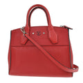 Louis Vuitton City Steamer Handbag Leather Red Leather Tote Bag Bag (Pre-Owned)