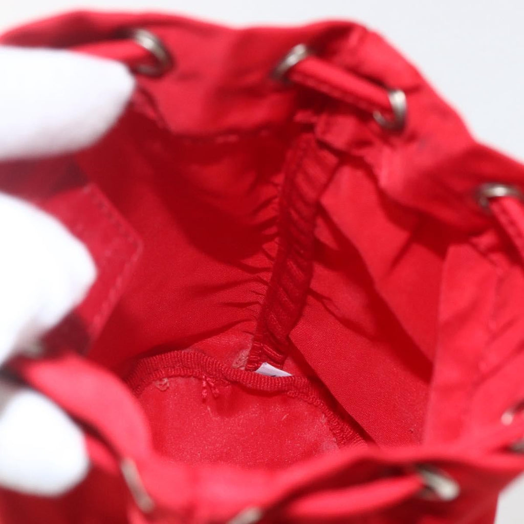 Prada Drawstring Wristlet Bucket Bag Tessuto Red Nylon Clutche & Pouche Bag (Pre-Owned)