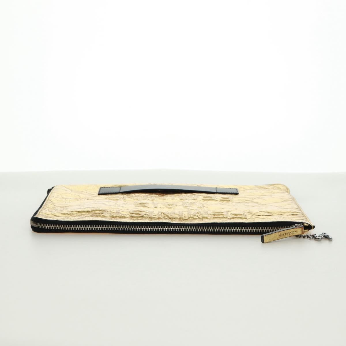 Chanel Feminine Pouch Crinkled Leather Gold Leather Clutche & Pouche Bag (Pre-Owned)
