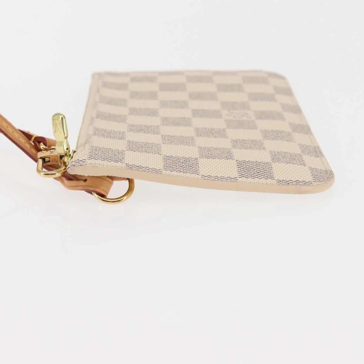 Louis Vuitton Neverfull Pochette Damier White Canvas Clutche & Pouche Bag (Pre-Owned)