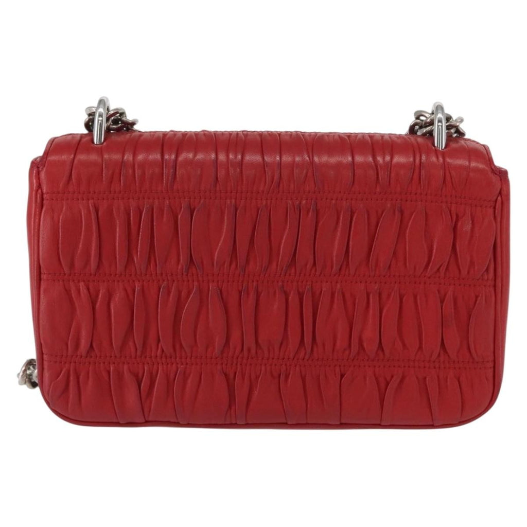 Prada Gaufre Chain Flap Shoulder Bag Nappa Leather Red Leather Shoulder Bag Bag (Pre-Owned)
