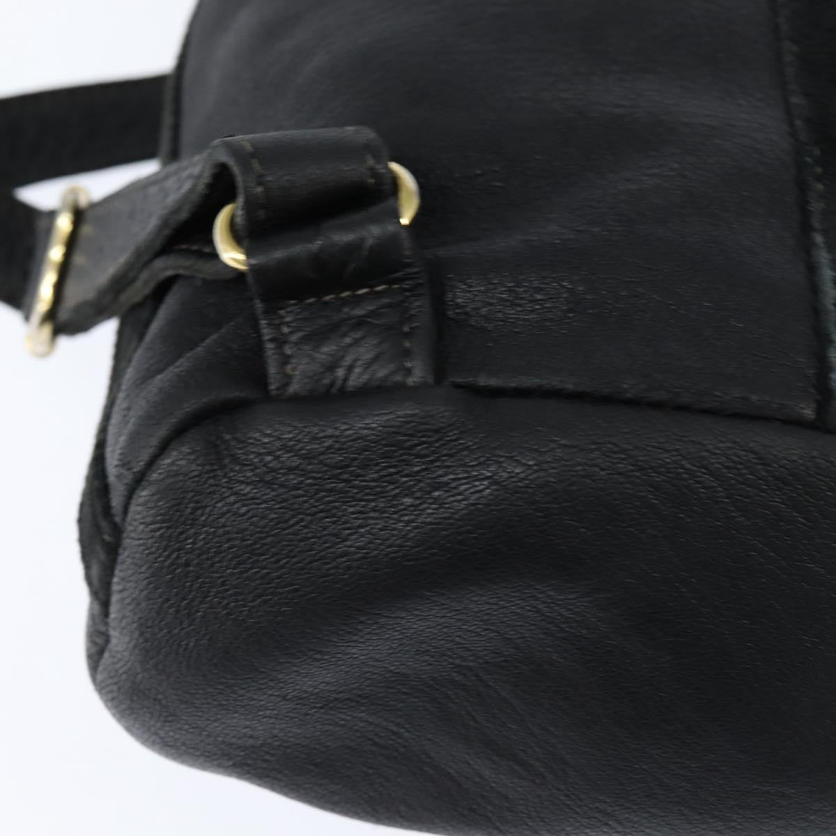 Fendi Logo Flap Drawstring Backpack Leather Black Leather Backpack Bag (Pre-Owned)