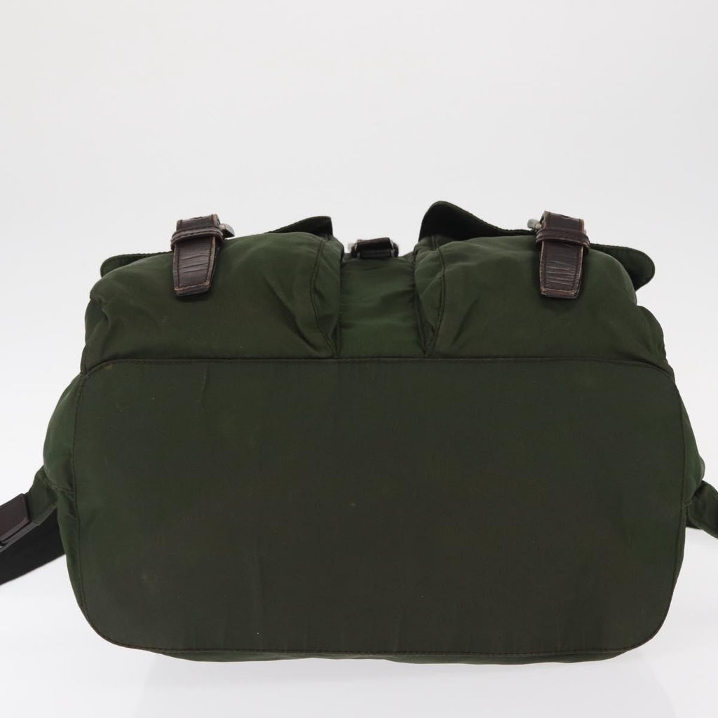 Prada Double Front Pocket Backpack Tessuto Khaki Nylon Backpack Bag (Pre-Owned)